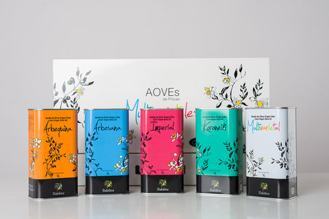 Estuche TODOLIVA con 5 Latas de 1 Litro de Aceite (Arbequina,Imperial,Koroneiki,Multivarietal, Arbosana) - Todoliva